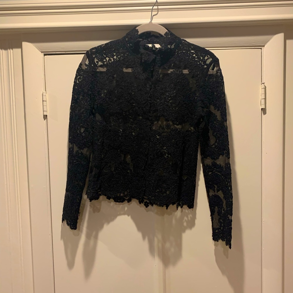 Black long sleeve sheer lace Aritzia blouse